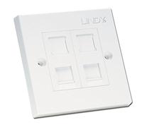 LINDY CAT6 Single Wall Plate with 2 x RJ-45 Shuttered Socket Unshielded