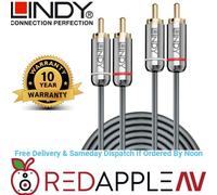 Lindy Cromo Line Dual Phono RCA Audio Cable 0.5m 1m 2m 3m 5m 10m Gold-Plated