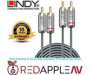 Lindy Cromo Line Dual Phono RCA Audio Cable 0.5m 1m 2m 3m 5m 10m Gold-Plated