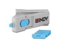 LINDY DisplayPort Port Blocker Key with 4 Blockers, Blue