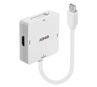 LINDY Mini DisplayPort 1.2 to HDMI DVI and VGA Converter Adapter - White mDP 1.2