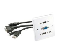 Lindy Multi AV Faceplate HDMI VGA USB Audio White 60220