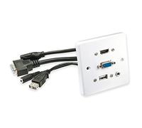 Lindy Multi AV Faceplate - Single Gang, HDMI, VGA, USB Type A, 3.5mm Audio - White