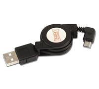 LINDY Retractable USB 2.0 Cable, USB Type A Male to Right Angled Type Micro B Male, 80cm