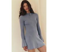 Lindy Sweater Mini Dress by free-est at Free People in Blue Suede, Size: Medium - female