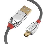 Lindy USB 2.0 Type A to MicroB Cable, Cromo Line Grey, 3m.