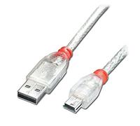 Lindy USB 2.0 Type A To Mini-B Cable - Transparent, 1m