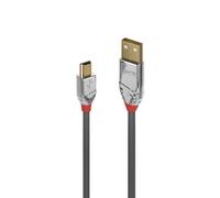 Lindy USB 2.0 Type A to MiniB Cable, Cromo Line Grey, 3m