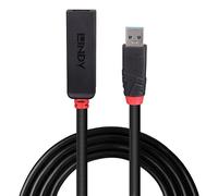 Lindy USB 3.0 Slim Active Extension Cable, USB-A Male to Female, 5Gbps, Black - 15m