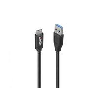 LINDY USB 3.2 Type A to C Cable 0.5m 10 Gbps TPE Gold-Plated Contacts GRS Certified Black
