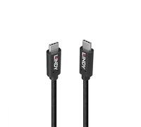 LINDY USB 3.2 Type-C Cable, 1.5m, 20Gbps Data Transfer, 100W Power Delivery, TPE Housing, Double Shielded, GRS Certified Recycled Material, Black