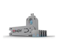 Lindy USB-A Port Blocker Kit (4x Locks + 1x Key) - Blue