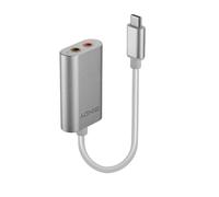 LINDY USB C to 3.5mm Audio Adapter, Sound Card with Mic & Headphone Jacks, Plug & Play Type C DAC for Headsets, Gaming, Streaming