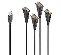 Lindy USB to 4-Port Serial Converter - RS232 9-Way Adapter with Flexible Cabled Design - Compatible with Windows & Linux - USB Bus-Powered - Ideal for Barcode Scanners, Industrial & Retail Devices