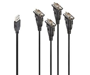 Lindy USB to 4-Port Serial Converter - RS232 9-Way Adapter with Flexible Cabled Design - Compatible with Windows & Linux - USB Bus-Powered - Ideal for Barcode Scanners, Industrial & Retail Devices