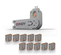 Lindy USB Type A Port Blocker- Pack of 10 Blockers + Key, Orange