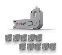 Lindy USB Type A Port Blocker- Pack of 10 Blockers + Key, White