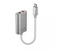 LINDY USB C to 3.5mm Audio Adapter, Sound Card with Mic & Headphone Jacks, Plug & Play Type C DAC for Headsets, Gaming, Streaming