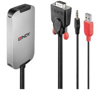Lindy 38296 0.18m VGA & Audio (M) To DisplayPort (F) 1.2 USB Powered 1920x1080@60Hz Adapter Cable - Black