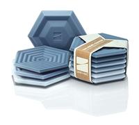LINE+ARC Extra Thick Silicone Coasters (As Seen in NYTimes WireCutter) Waterproof Anti-Stain Heat-Safe Dishwasher-Safe Degrē Coasters (Set of 6, Indigo Wash) Outdoor Rubber Mid-Century Modern