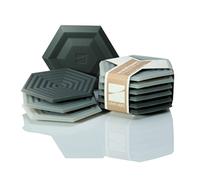 LINE+ARC The Original Degrē Coaster (Set of 6, Winter Salad) by 10mm Thick Dishwasher Safe Stain-Resistant Outdoor Coffee Table Silicone Modern Hexagon MidCentury Cup Drink Non-Absorbent Rubber