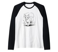 Line Art Bambino Cat Minimalist Raglan Baseball Tee