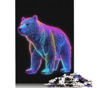 Line Art Bear Jigsaw Puzzles Puzzle for Adults Kids. 1000 Piece Impossible Challenge Toy Educational Games Home Decoration for Educational Games Gifts 1000pcs (40x28cm)
