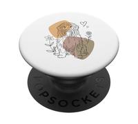Line Art Bearded Collie Minimalist Highland Collies PopSockets Adhesive PopGrip