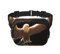 Line Art Eagle Pattern trendy fashionable waist bag, unisex travel sports messenger bag