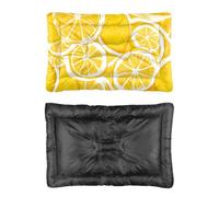 Line Art Lemon Dog Bed, Dog Crate Scruffs Bed Non Slip Bottom Fluffy Waterproof Mattress Multi Scenario Furniture Gift Printed Dogs 90 x 60 cm