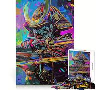 Line Art Neon Samurai 1000 Teenager Pieces Jigsaw Puzzle Calm Daily Accurate Edge Joyful Challenge Birthday Gift (50x75cm)