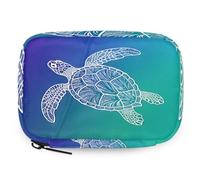 Line Art Sea Turtle Pattern Pill Organizer Travel Medicine Case with Zipper Daily Vitamin Storage Bag Portable 8 Slot Weekly Pill Box Supplement Holder for Home Office Gym Travel
