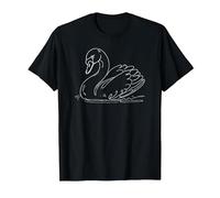 Line Art Swan Swans T-Shirt, Men, Black, X-Large