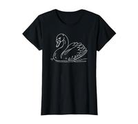 Line Art Swan Swans T-Shirt, Women, Black, Large