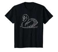 Line Art Swan Swans T-Shirt, Youth, Black, Medium