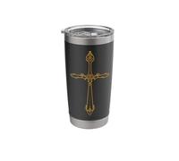 Line Art Tattoo Style Aesthetic Gothic Cross Stainless Steel Insulated Tumbler
