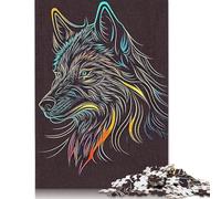 Line Art Wolf 1000 Piece Jigsaw Puzzles for Adults | | Family Fun Jigsaws Puzzles for Adults Gifts Intellectual Games 1000pcs (38x26cm)
