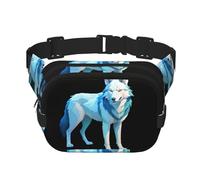 Line Art Wolf Pattern trendy fashionable waist bag, unisex travel sports messenger bag