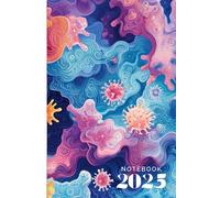 Line colorful Notebook 6x9: Pattern, style, design, vibrant, Symbiosis, themed, wave, colorfull, wallpaper, curve, backdrop, art, light, illustration, ... blue, futuristic, shape, motion, water,