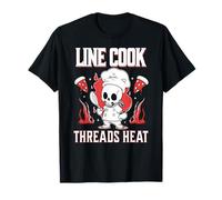 Line Cook Threads Heat Skull Chef Pizza Flame Energy T-Shirt