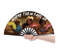 Line Dance Popping Fan, Cowgirl Fan for Line Dancing, Western Hand Fans, Boots On The Ground, Large Festival Folding Fan, 26In (1, Brown)