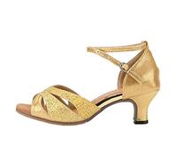 Line Dance Shoes Women's Summer Dance Shoes Standard Latin Ballsaa Sandals with Heel Silver Strap Block Heel Sandals High Heel Elegant Bridal Shoes Latin Salsa Shoes, O Gold., 5 UK