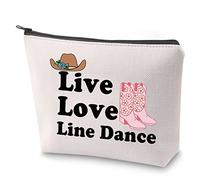 Line Dancing Lover Cosmetic Bag Live Love Line Dance Makeup Bag with Zipper Boots Western Dance Toiletry Bag Country Music Dancers Gift (Line Dance)