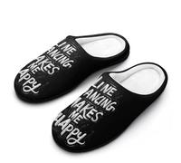 Line Dancing Makes Me Happy Women's Warm Slippers Non-Slip Rubber Cotton Winte Shoes for Indoor Outdoor