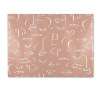 line drawing abstract faces Designer Glass Chopping Board Benjamin Tate Design Natural One Size