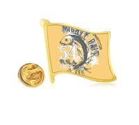 Line Drawing Fish Mighty Bait Pattern Golden Metal Flag Lapel Pin Badge