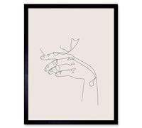 Line Drawing Hand Thinking Minimalist Art Print Framed Poster Wall Decor 12x16 inch