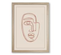 Line Drawn Face Minimalist Framed Wall Art Print A2 (59.4×42cm) Oak, Wall Decor for Living Room, Bedroom, Office & Home, Ready to Hang, Art Gift