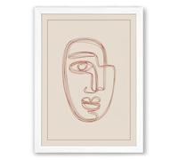 Line Drawn Face Minimalist Framed Wall Art Print A3 (42×29.7cm) White, Wall Decor for Living Room, Bedroom, Office & Home, Ready to Hang, Art Gift