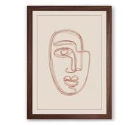 Line Drawn Face Minimalist Framed Wall Art Print A4 (29.7×21cm) Walnut, Wall Decor for Living Room, Bedroom, Office & Home, Ready to Hang, Art Gift